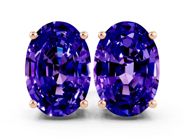 Oval Cut Tanzanite Stud Earrings Rose gold
