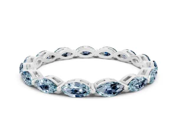 Marquise Aquamarine Eternity Band with U-Prong Setting Platinum