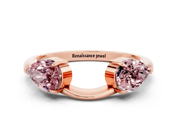 Two-Stone Pear Morganite Bypass Ring with Prong Setting Rose gold
