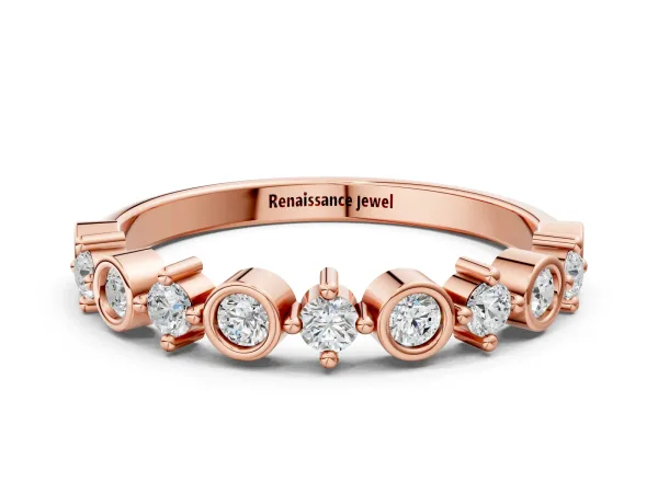 Bezel and Prong Set Round Diamond Half Eternity Band Rose gold