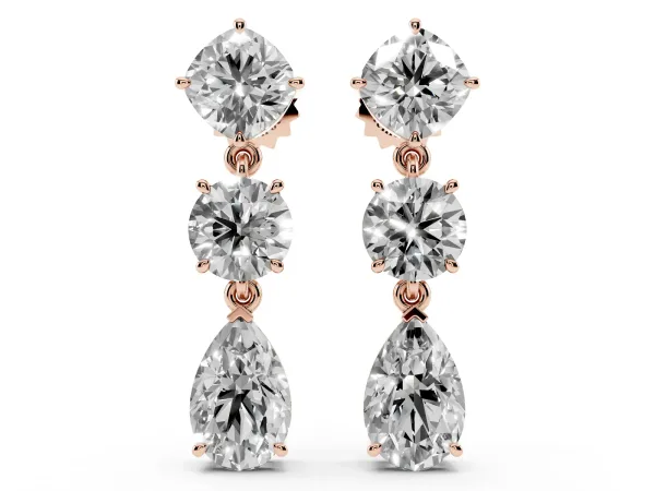 Multi-Shape Diamond Drop Earring Rose gold