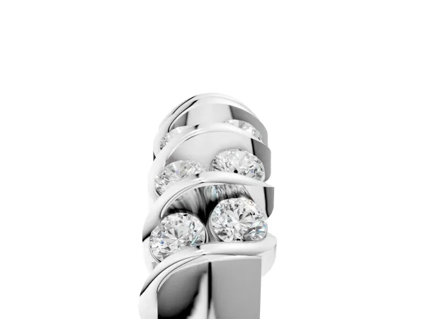 Channel Set Round Diamond Multi-Row Band Silver