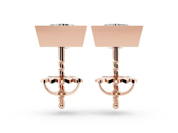 Trillion Diamond Bezel-Set Solitaire Stud Earrings Rose gold