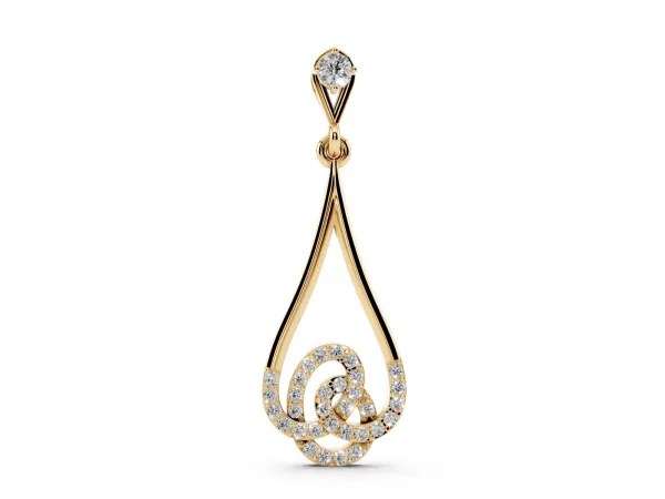 Teardrop Diamond Pavé Pendant with Round Brilliant Cut Yellow gold
