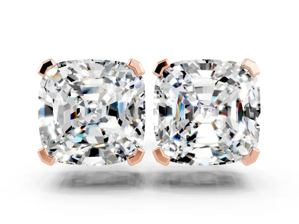 Cushion Cut Moissanite Stud Earrings Rose gold