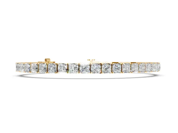 Princess Cut Diamond Tennis Bracelet with Channel Setting Yellow gold