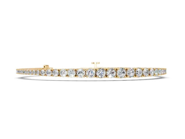 Round Diamond Tennis Bracelet with Four-Prong Setting on a White Gold Band Yellow gold