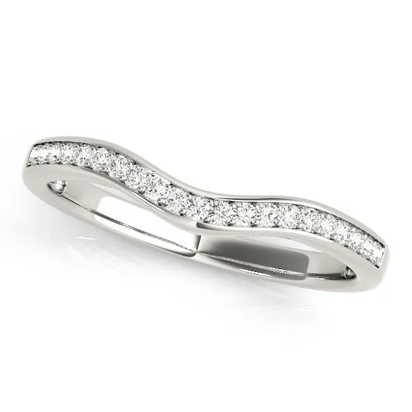 Diamond Pavé Round Stone Contour Band Platinum