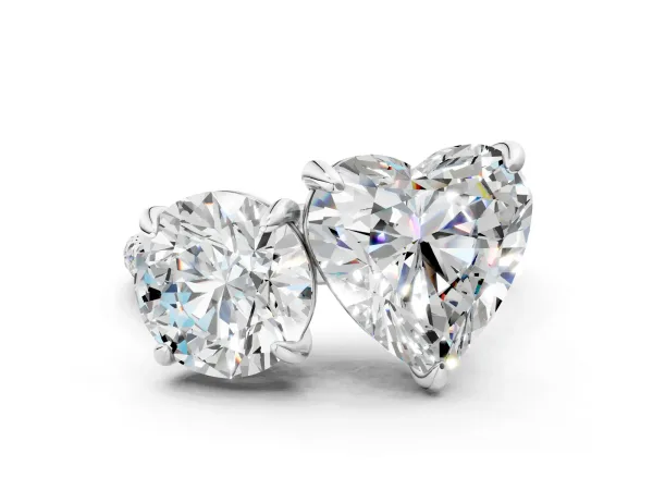 Round and Heart Toi Moi Ring with Prong Setting and Pave Band Platinum