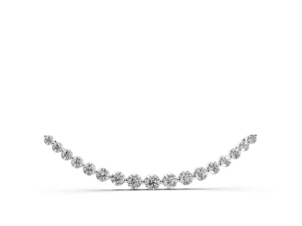 Round Diamond V-Prong Bar Pendant Silver