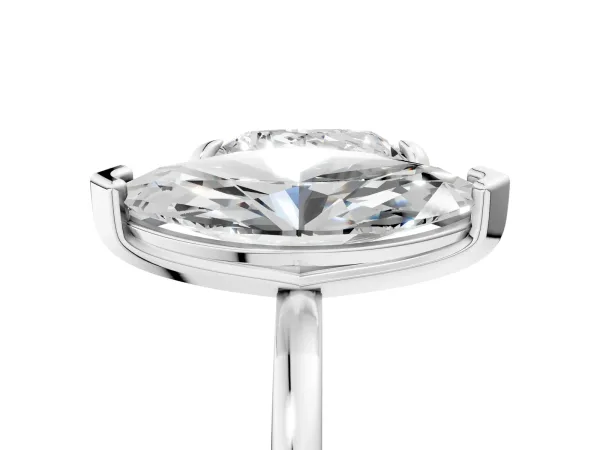 Heart and Marquise Toi Moi Ring with Prong Setting and Plain Band White gold