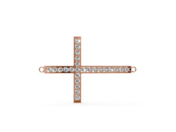 Pavé Round Diamond Cross Pendant Rose gold