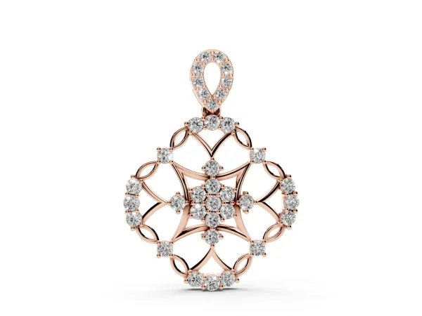 Round Diamond Halo Pendant with Pavé Setting Rose gold