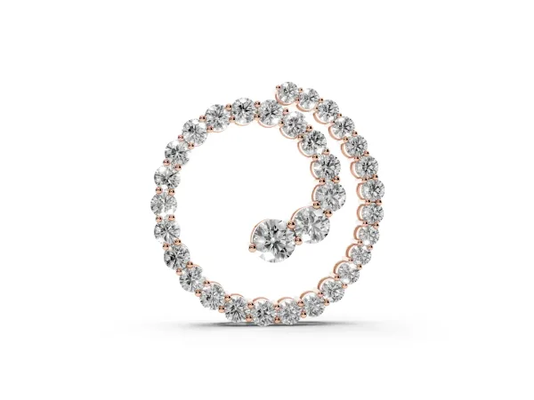 Round Diamond Spiral Pendant with Prong Setting Rose gold
