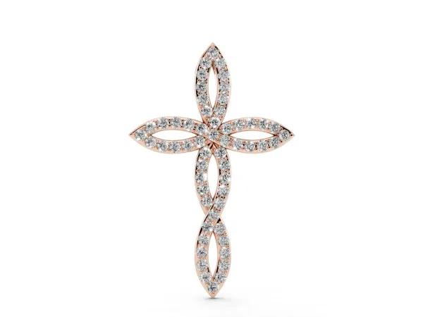Marquise Diamond Pavé Cross Pendant Rose gold