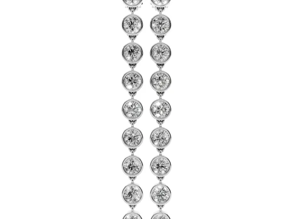 Round Diamond Bezel-Set Linear Drop Earrings Platinum