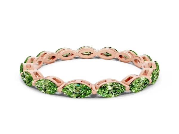 Marquise Peridot Eternity Band with U-Prong Setting Rose gold