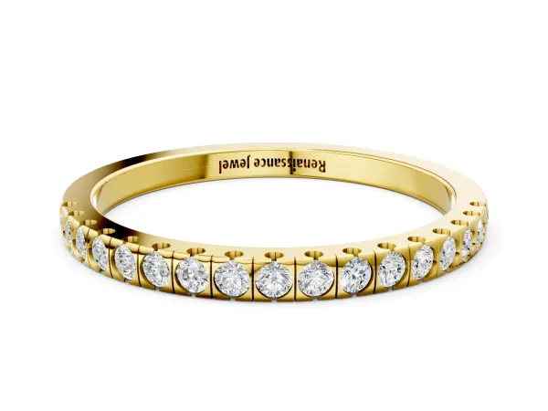 Round Cut Diamond Pavé Set Eternity Band Yellow gold