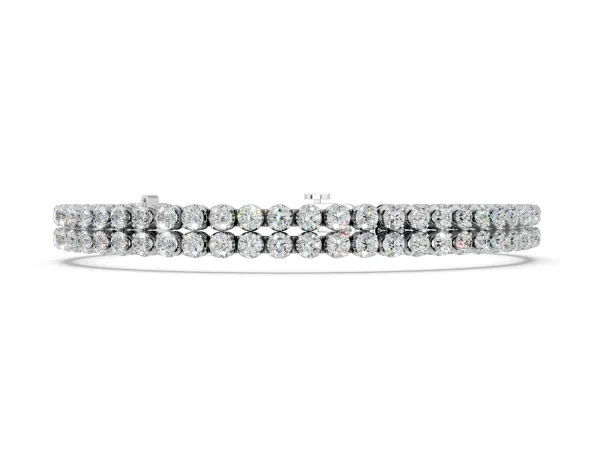 Double Row Round Diamond Tennis Bracelet with Prong Setting White gold