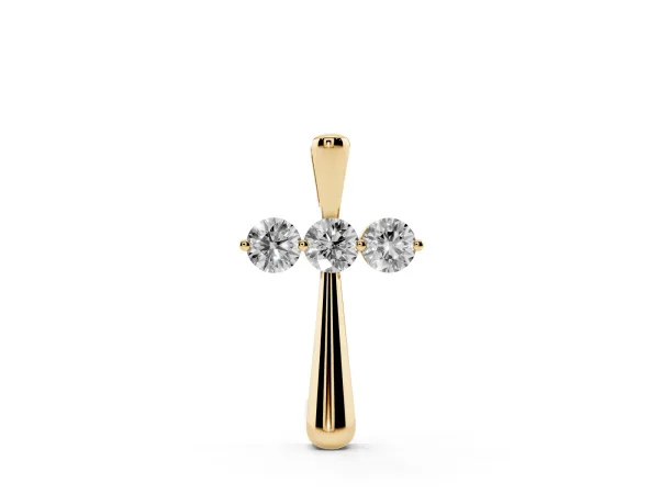 Round Brilliant Three-Stone Prong Set Pendant Yellow gold