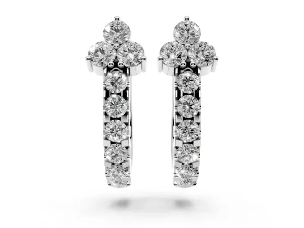 Round Cut Diamond Pavé Huggie Hoop Earrings Platinum