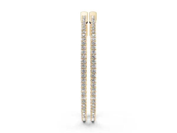 Round Diamond Pave Hoop Earrings with Prong Setting Yellow gold