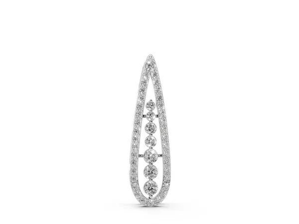 Teardrop Pavé Round Diamond Prong Pendant White gold