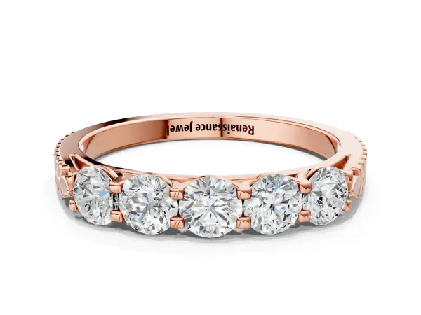 Five-Stone Round Diamond Prong-Set Band Rose gold