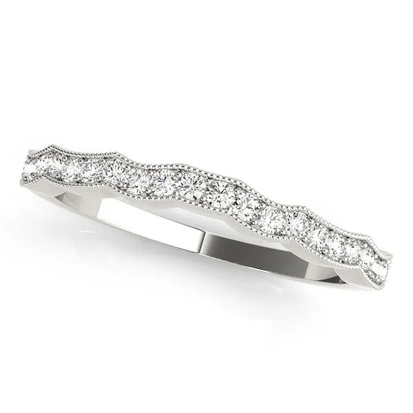 Round Diamond Milgrain Pave Contour Band White gold