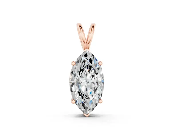 Marquise Diamond Solitaire Pendant with Prong Setting Rose gold