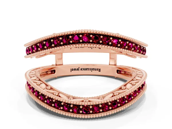 Round Garnet Milgrain Eternity Band with Channel Setting Rose gold