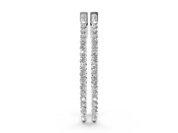 Round Diamond Hoop Earrings with Pave Setting and Shared Prong White gold