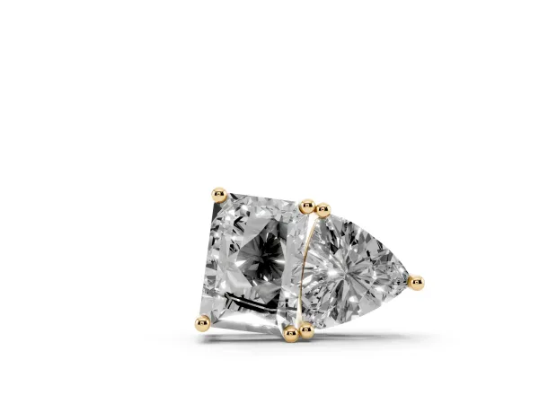 Radiant and Trillion Diamond Two-Stone Pendant with Prong Setting Yellow gold