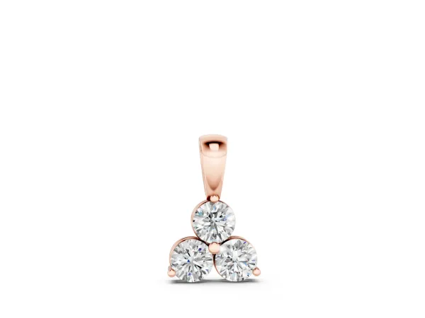 Triangular Cluster Round Diamond Prong Pendant Rose gold