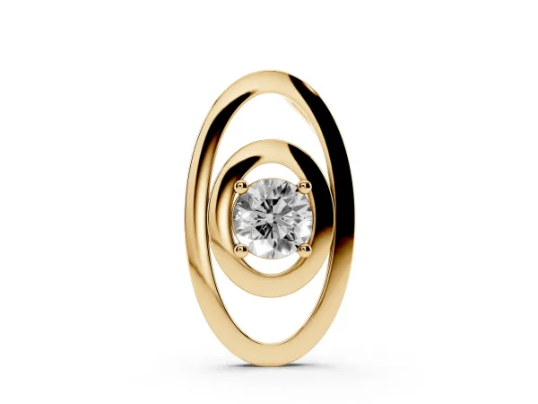 Round Diamond Bezel Set Pendant with Double Halo Yellow gold