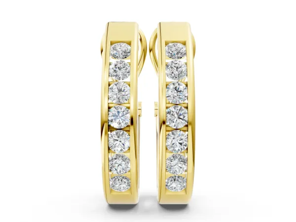 Channel-Set Round Diamond Hoop Earrings in White Gold Yellow gold