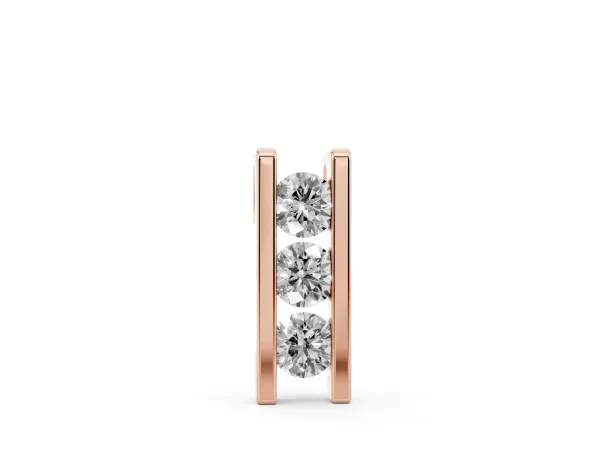 Vertical Channel-Set Round Diamond Bar Pendant Rose gold