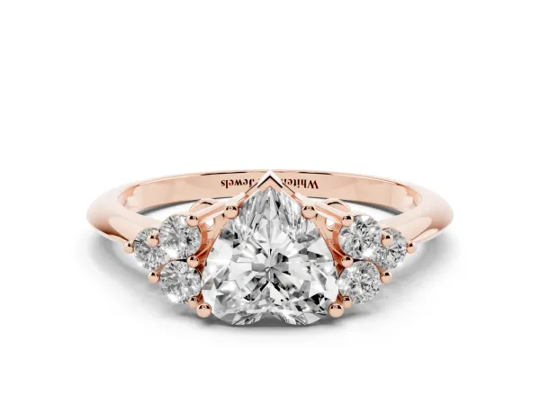 Heart Cut Cut Diamond Cluster Ring with Solitaire Band and Four-Prong Setting Rose gold