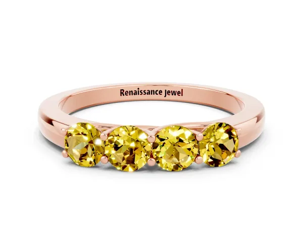 Four-Stone Round Yellow Sapphire Prong-Set Band Rose gold