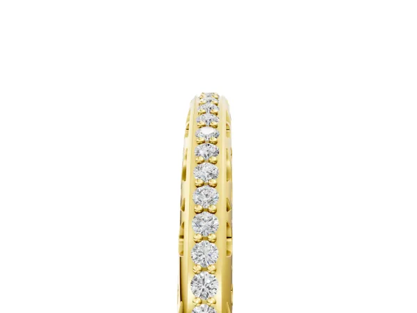 Round Diamond Channel-Set Eternity Band with Filigree Detailing Yellow gold