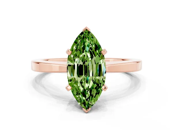 Marquise Cut Peridot Solitaire Engagement Ring with Classic Band and Four-Prong Setting Rose gold