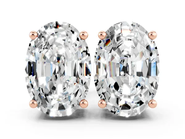 Oval Cut Moissanite Stud Earrings Rose gold