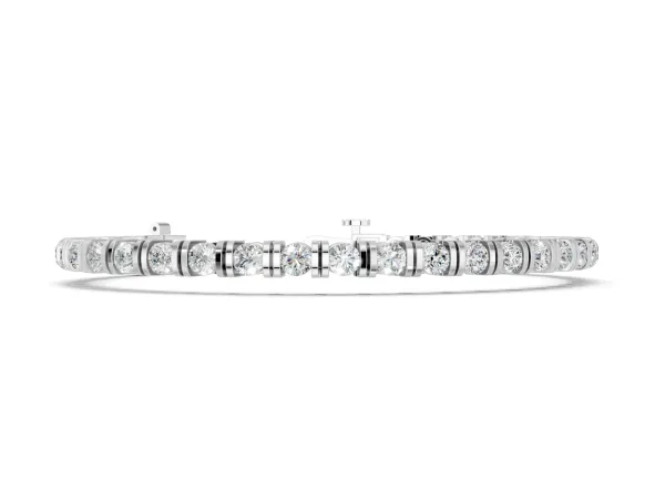 Round Brilliant Tennis Bracelet with Channel Set Stones and Box Clasp White gold