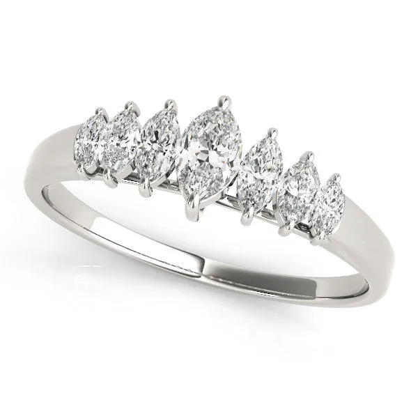 Marquise Diamond Prong Set White Gold Band Platinum