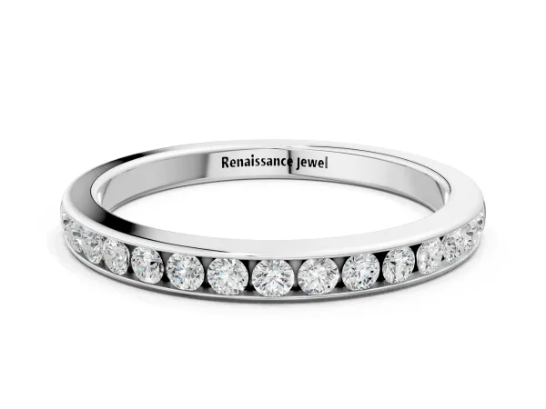 Round Cut Diamond Channel Set Eternity Band Platinum