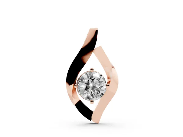 Round Diamond Bezel-Set Leaf Pendant Rose gold
