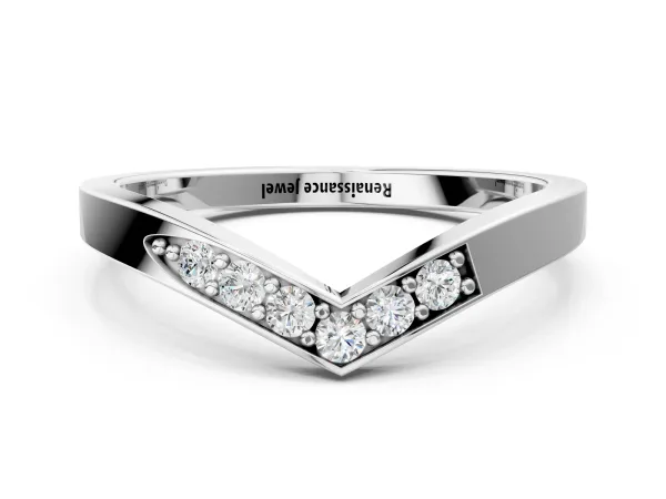 Chevron Pavé Round Diamond Twist Band Platinum