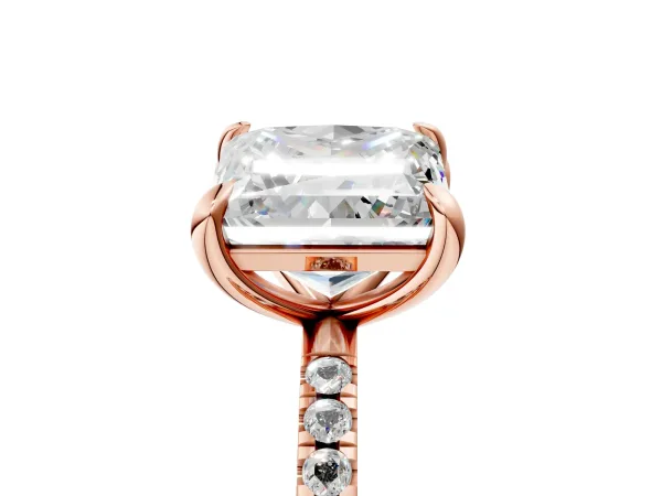 Radiant and Princess Toi Moi Ring with Prong Setting and Pave Band Rose gold