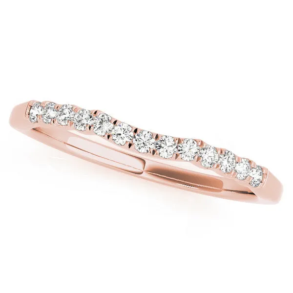Round Diamond U-Shape Pavé Curved Wedding Band Rose gold