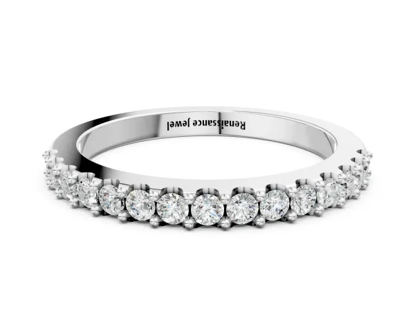 Round Diamond Pavé Set Half Eternity Band White gold